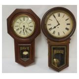 1143	WALTHAM & INGRAHAM WALL REGULATOR CLOCKS, TALLEST APPROXIMATELY 32 IN H