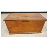 1175	ANTIQUE DOVETAILED BLANKET CHEST W/WROUGHT IRON STRAP HINGES, APPROXIMATELY 17 IN X 37 IN X 18 