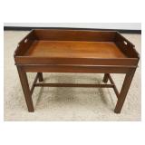1184	ANTIQUE MAHOGANY TRAY TABLE W/DOVETAILED GALLERY TOP, APPROXIMATELY 30 IN X 18 IN X 22 IN