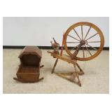 1193	SPINNING WHEEL AND VINTAGE CRADLE