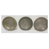 1084	LARGE PEWTER CHARGERS, 1 MARKED RICHARD GOING, APPROXIMATELY 14 3/4 IN