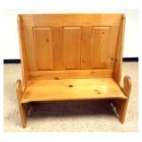 1199A	COLONIAL STYE PINE HALL BENCH WITH PANELED BACK, APPROXIMATELY 47 IN X 19 IN X 48 IN 