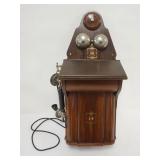 1020	ANTIQUE DANISH WALL PHONE, APPROXIMATELY 10 IN X 11 IN X 29 IN HIGH																												