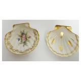 1026	HAND PAINTED LIMOGES SHELL TRINKET DISHES, EACH APPROXIMATELY 4 IN X 4 1/2 IN X 1 1/2 IN							