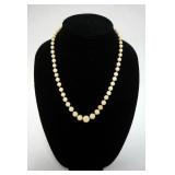 1043	14K CLASP GLASS BEAD NECKLACE, APPROXIMATELY 19 IN L																																											