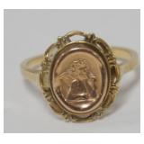 1044	14K GOLD LADIES CHERUB RING, APPROXIMATE SIZE 9 3/4, 2.1 DWT																																			