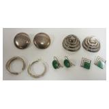 1046	4 PAIRS OF STERLING SILVER EARRINGS AND PR OF UNMARKED LARGE BUTTON EARRINGS (NOT INCLUDED IN W