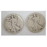 1093	2 WALKING LIBERTY HALF DOLLARS																																																																	