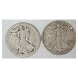 1095	2 WALKING LIBERTY HALF DOLLARS																																																																	