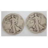 1096	2 WALKING LIBERTY HALF DOLLARS																																																																	