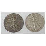 1100	2 WALKING LIBERTY HALF DOLLARS																																																																	