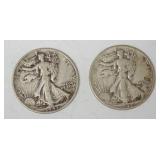 1098	2 WALKING LIBERTY HALF DOLLARS																																																																	