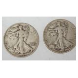 1099	2 WALKING LIBERTY HALF DOLLARS																																																																	