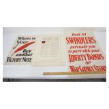 1128	GROUP OF 3 ORIGINAL WWI POSTERS, LARGEST APPROXIMATELY 20 IN X 30 IN																											