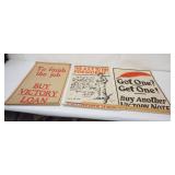 1130	GROUP OF 3 ORIGINAL WWI POSTERS, LARGEST APPROXIMATELY 20 IN X 30 IN																											