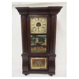 1132	EMPIRE SHELF CLOCK W/SCROLLED & TURNED HALF COLUMN FRONT, PAINT LOSS, APPROXIMATELY 17 IN X 5 I