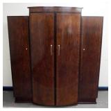 1201	HICKORY & WHITE *GRAMERCY* ART DECO 3 SECTION WARDROBE W/INTERIOR SHELVES & DRAWERS, 3 VERTICAL