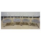 1207	SET OF 4 HILL MID CENTURY MODERN CURVED LUCITE CHAIRS W/UPHOLSTERED SEATS, SOME STAINS, EACH AP