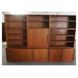 1209	MID CENTURY MODERN DANISH MODULAR WALL UNIT MARKED KMK ON BACK, 6 SECTIONS, APPROXIMATELY 105 I