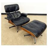 1218	HERMAN MILLER EAMES LOUNGE CHIAR AND OTTOMAN, SOME WEAR TO LEATHER, CHAIR APPROXIMATELY 34 IN X