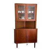 SCANDINAVIAN MODERN TEAK TWO-PART CORNER CABINET