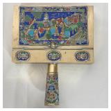 CHINESE EXPORT BRASS AND CLOISONNÉ ENAMEL SILENT BUTLER