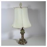 NEOCLASSICAL STYLE GREEN ONYX AND GILT METAL TABLE LAMP