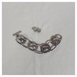 GEORG JENSEN STERLING SILVER BRACELET AND PAT BEDONI 14K GOLD AND STERLING EARRINGS