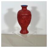 CHINESE CINNABAR LACQUER VASE WITH FLORAL RELIEF
