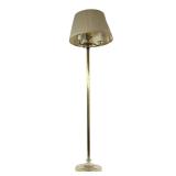 BRASS THREE-LIGHT FLOOR LAMP WITH PLEATED SHADE