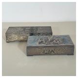 PAIR OF VINTAGE SILVER PLATED REPOUSSÉ BOXES
