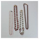 (4pc) FOUR ASSORTED BEADED SEMI-PRECIOUS STONE AND GLASS NECKLACES
