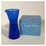 ALVAR AALTO AND KAJ FRANCK FOR IITTALA COBALT BLUE GLASS VASE AND PITCHER