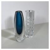 VICKE LINDSTRAND FOR KOSTA SOMMERSO VASE AND ORREFORS CRYSTAL VASE