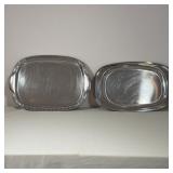 PAIR OF STAINLESS STEEL SERVING TRAYS INCLUDING MID-CENTURY MODERN STYLE