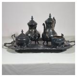 (5pc) F.B. ROGERS SILVER PLATE TEA AND COFFEE SERVICE WITH TRAY