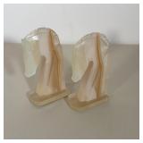 PAIR OF ART DECO STYLE CARVED ONYX HORSE HEAD BOOKENDS