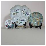 (4pc) COLLECTION OF DECORATIVE PORCELAIN TABLEWARE INCLUDING LIMOGES AND BELLEEK