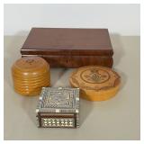 (4pc) FOUR DECORATIVE WOODEN BOXES INCLUDING MARQUETRY AND INLAID EXAMPLES