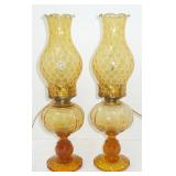 pair Fostoria coin lamps