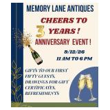 3 YEAR ANNIVERSARY / OUR FRIENDS AT MEMORY LN. COLLECTABLES ANTIQUES3 YEAR ANNIVERSARY / OUR FRIENDS