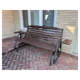 Metal and Wood Glider Bench