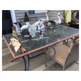 Patio table oak curio cabinet 