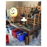 Country table, ladder back chairs