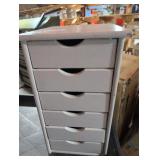 6-Drawer Solid Wood Mobile Storage Cart in White