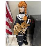 3 ft Halloween Classics Animated Creepy Girl with Teddy Bear