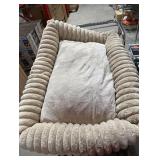 Vibrant Life Large Corduroy Plush Bolster Dog Bed, Tan 27"x36"