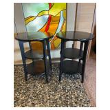 Pair of Black Olsvik Three-Tier Round Side Tables