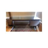 Modern Dark Wood Office Desk with Metal Legs