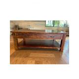 Solid Wood Craftsman Coffee Table with Shelf & Drawer